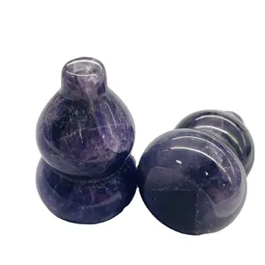 工厂产品批发紫水晶雕刻葫芦装饰