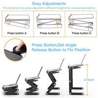 Meja Laptop Aluminium Lipat yang Dapat Disesuaikan dengan Kipas Pendingin Ganda dan Alas Mouse untuk Tempat Tidur, Sofa, Kantor Rumah, dan Pekerjaan Ergonomis Sehari-hari