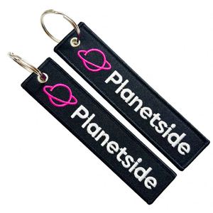 Cheap Brand Name Chain Embroidered Fabric Keychains <b>Key</b> Tag Jet Tags <b>Custom</b> Logo Keychain - Product Image 3
