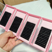 Extensions de cils en cachemire noir mat doux, plateau de cils en velours facile à poser, logo personnalisé, fabrication artisanale, volume, vente en gros