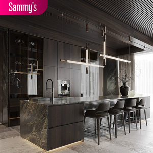 Latest Modular Custom Modern Kitchen Cabinets with Laminate and Glass Options Eco-Friendly Wooden Storage in Dark/Light Grey - Product Image 2