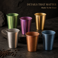 Tasse en titane colorée avec finition cristal, portable pour thé, café, bière et autres boissons d'extérieur, logo personnalisé, vente en gros pour les particuliers