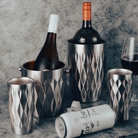 Seau à glace en acier inoxydable Ansheng, outils de bar pour fête, double paroi, seaux à vin en métal, seau à glace en acier inoxydable