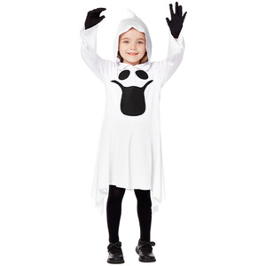 Costume di Halloween XJ - Piccolo fantasma bianco timido - Cappello a punta con maniche larghe e vestito con motivo stampato - Product Image 1