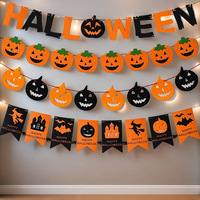 Guirlandes et bannières en feutre non tissé pour Halloween, réutilisables, durables, multicolores, impression personnalisée, grandes décorations chauve-souris, fantômes, citrouilles
