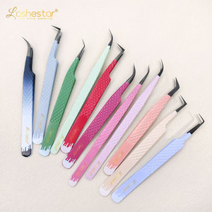 Lashestar Colourful Grip <strong>Eyelash</strong> <strong>Tweezers</strong> Custom Box Packing Private Label Fiber Tip Volume Lash Extension <strong>Tweezers</strong> Set - Product Image 2