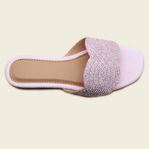 Summer Fashion <strong>Ladies</strong> Open-toe <strong>Flat</strong> <strong>Sandals</strong> Casual Breathable Rhinestone Wear Comfortable Hot Selling <strong>Ladies</strong> slippers - Product Image 3