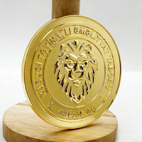 Logo personnalisé d'usine métal de haute qualité conception 3D Lion pièce d'or commémorative en alliage de zinc en relief Collection pièce de défi