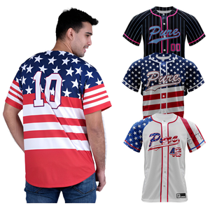 PURE rose et bleu sublimé séchage rapide Baseball T-Shirt personnalisé hommes jeunesse maillot Baseball v cou uniforme Softball Baseball - Product Image 6