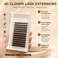 Faux cils en bande marron 4D, effet velours, à fleurs, denses, faits main, sans cruauté animale, effet plumeux et volumineux, pour maquillage quotidien, fêtes et scène