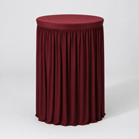 Housse de table haute personnalisée avec jupe froncée pour mariage, événementiel, restauration, location et vente en gros