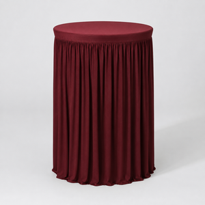 Custom Color Highboy Cocktail <b>Table</b> Cover with Gathered Skirt <b>for</b> Wedding Venue Catering Event Rental and Wholesale Supply - Product Image 1
