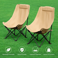 Chaise lune d'extérieur à dossier haut, pliable, pour camping, pêche et plage, modèle Kermit, en acier au carbone et tissu Oxford, équipement de camping