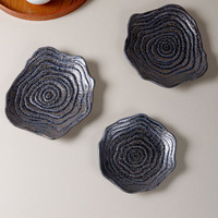 Vaisselle en porcelaine japonaise or blanc, forme de fleur créative, petite assiette peu profonde pour dessert et sushi