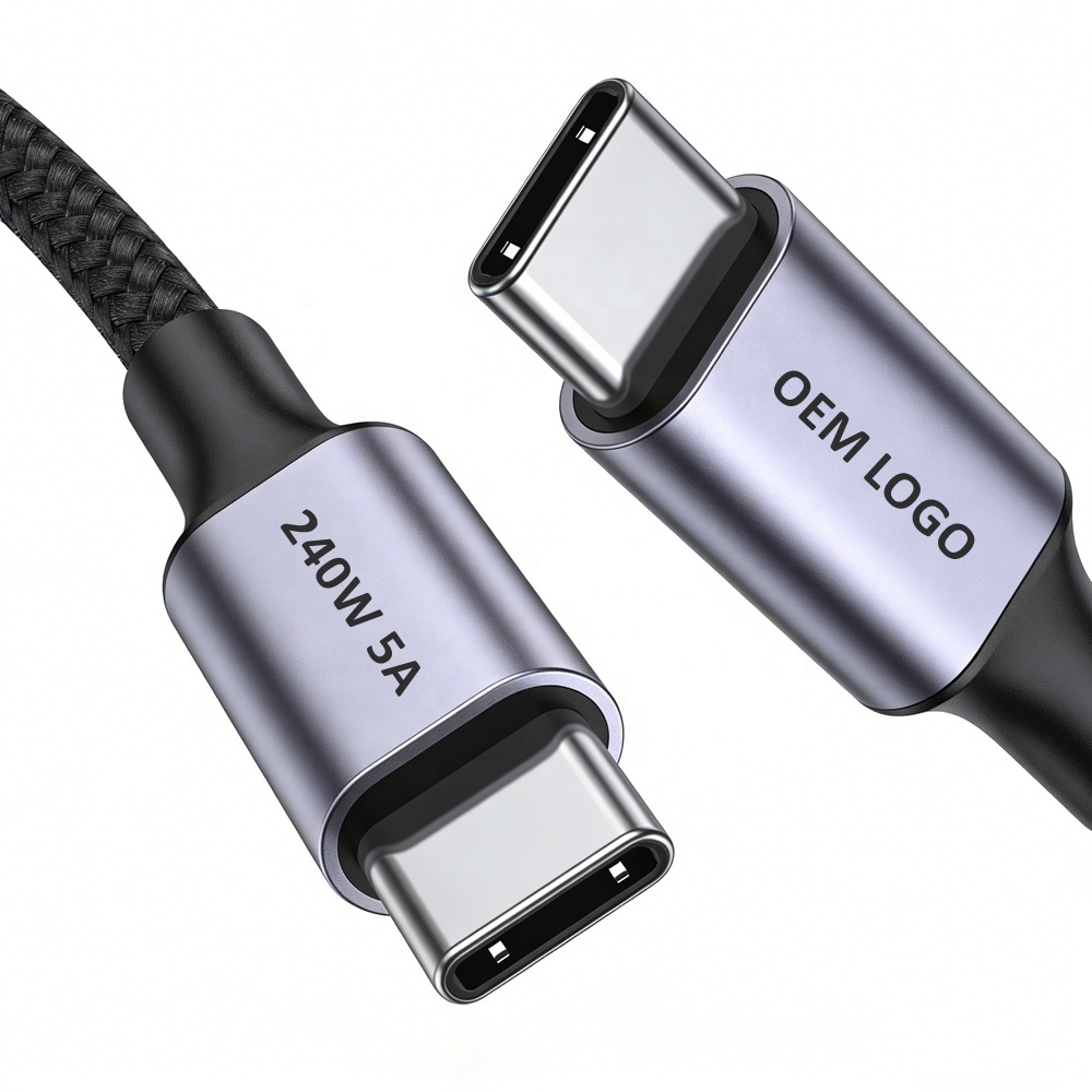 240W 100W 10ft C to C Cable Type C Fast Charging USB C Cable Factory Custom 1m 2m 3m 5m Braided Type-C USB-C Data Charger Cable