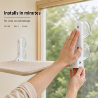 Lot de 2 perchoirs pliables pour chat à fixer sur fenêtre, hamac sans fil pour chat, lit de fenêtre sécurisé pour chat, perchoir pour chat d'intérieur, ventouse puissante