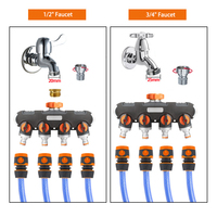 Gardenlawn Distributeur de tuyau d'arrosage en alliage d'aluminium 4 voies, raccord de robinet 1 vers 4, outil de jardin durable, connecteur de tuyau d'eau avec vanne de commutation