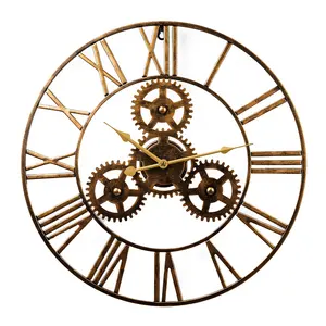 Home Decor Living Room Decorations Wall Watch Vintage Metal Gear Shape Wall Clock