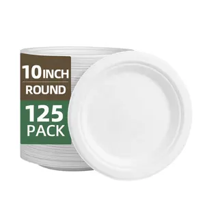 Trendz-plato redondo desechable Biodegradable de 10 pulgadas, bandeja de papel para bagazo de caña de azúcar, plato de restaurante para fiesta de boda, venta al por mayor