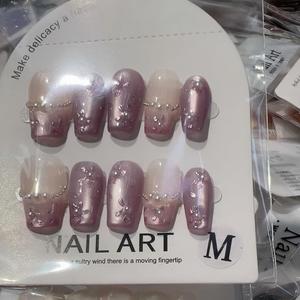 <span class=keywords><strong>Faux</strong></span> <span class=keywords><strong>ongles</strong></span> carrés courts à presser, motifs aléatoires, 10 pièces/ensemble, faciles à appliquer pour les débutants - Product Image 2