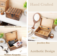 Coffret à bijoux rectangulaire de luxe moderne artisanal, coffre au trésor de pirate, rangement décoratif pour cadeau de mariage, décoration intérieure en bois, cadeaux