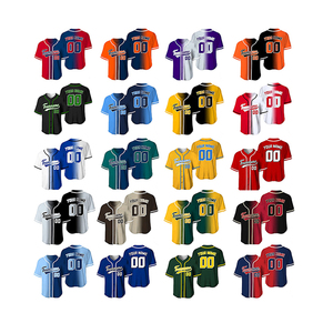 Wholesale <b>Cheap</b> Polyester Summer Custom Logo Sports Softball Jersey Wear V-Neck Men's T <b>Shirt</b> Mesh Button Down Baseball Jersey - Product Image 3
