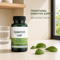 Capsules de feuilles de menthe verte 400 mg par capsule, complément alimentaire à base de plantes, 60 unités, soutien digestif traditionnel