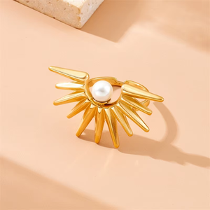 Colgante <span class=keywords><strong>de</strong></span> perla <span class=keywords><strong>de</strong></span> girasol vintage, cadena <span class=keywords><strong>de</strong></span> clavícula, collar <span class=keywords><strong>de</strong></span> <span class=keywords><strong>acero</strong></span> <span class=keywords><strong>inoxidable</strong></span>, pendientes, anillo, conjunto <span class=keywords><strong>de</strong></span> joyería <span class=keywords><strong>de</strong></span> tres piezas para mujer N2409093 - Product Image 2
