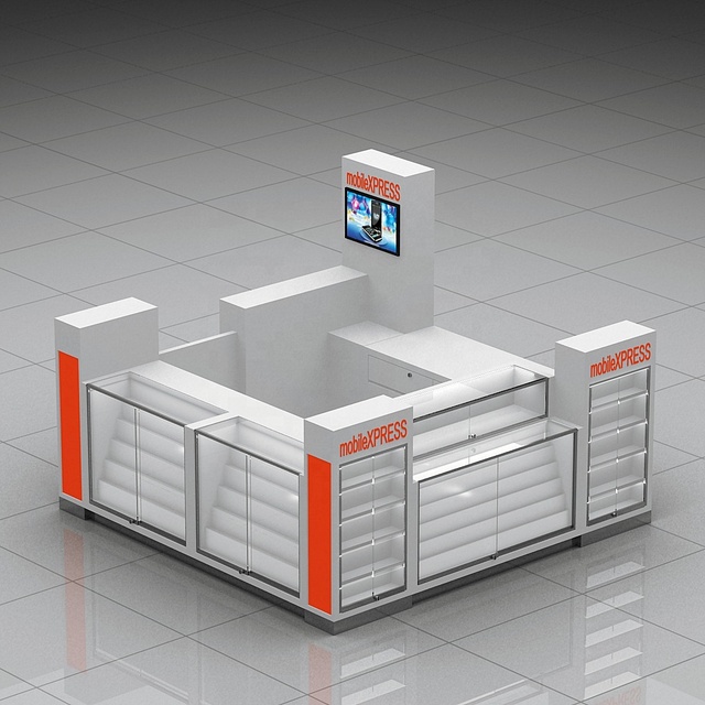 Display Counter for Phone Case Small Mobile Phone Accessories Kiosk and Showcase Wood Cellphone Display Kiosk Design