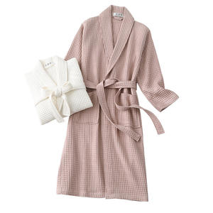 Custom LOGO <strong>Waffle</strong> Bathrobe Quick Dry Bathroom <strong>Robes</strong> Wholesale Mans Cotton Woven <strong>Waffle</strong> Spa Bath <strong>Robe</strong> - Product Image 2