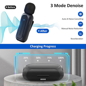 Lavalier Microphone iPhone iPad Android với sạc trường hợp clip trên ve áo Mic cho quay video 3 chế độ denoise - Product Image 4