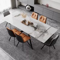 Ensemble de meubles de salle à manger Table à manger italienne coulissante en travertin extensible et transformable pour 4 6 8 places