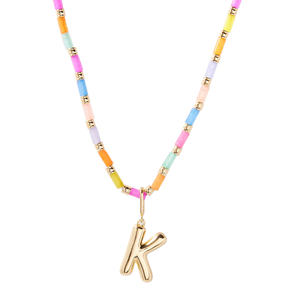 Collar de Plata de Ley 925 con Iniciales de Burbuja Coloridas Gemnel, Collar de Piedras Naturales Hecho a Mano, Gargantilla Boho de Playa con Cuentas para Mujer - Product Image 1