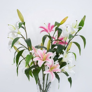 Venta al por mayor barato real tacto interior decoración de <span class=keywords><strong>la</strong></span> boda artificial lily FLORES PLANTAS rama para venta - Product Image 1