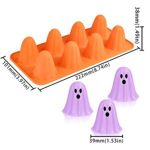Moule d'Halloween en Silicone pour Cuisson Personnalisée <span class=keywords><strong>de</strong></span> Bonbons au <span class=keywords><strong>Chocolat</strong></span> Glaçon Citrouille Fantôme Chauve-Souris Crâne Sorcière Chat Cercueil Pierre Tombale Araignée - Product Image 2