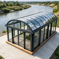 Véranda en aluminium et verre rétractable moderne pour l'extérieur, 4 saisons, double vitrage trempé, réduction du bruit, pour jardin résidentiel