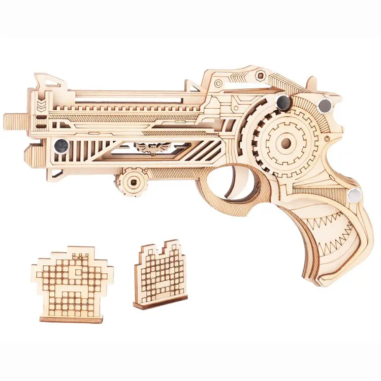Hot sellingRubber Band mesin senjata DIY kerajinan kayu jigsaw teka-teki pistol 3D Puzzle Model pendidikan pistol ToyPistol mainan