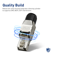 Connecteur RJ45 STP sans outil blindé en alliage de zinc ZOERAX, fiche modulaire Ethernet Cat6A plaquée or sans outil