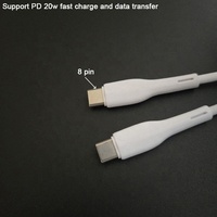 A granel grueso rapida tipo C PD 20W carga rápida teléfono inteligente transmisión de datos USB C a cables de 8 pines