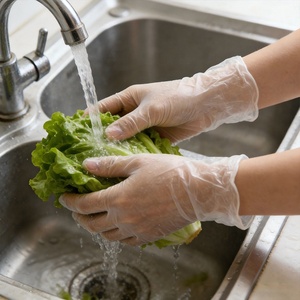 Gants imperméables en PVC sans latex de qualité alimentaire <span class=keywords><strong>cuisson</strong></span> nettoyage lavage clair jetable sans poudre 3mil gants en vinyle pour la cuisine - Product Image 3