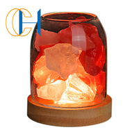 Lampe de chevet personnalisée 2023 avec logo, en pierre de sel naturelle de l'Himalaya, cristal, 7 couleurs changeantes, décoration d'intérieur, cadeau