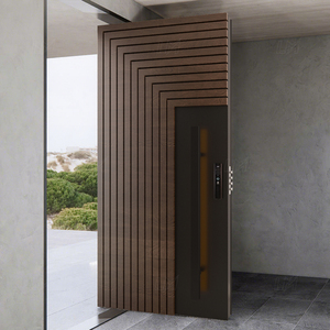 Puerta Principal Exterior de Madera Pivotante Personalizada, Resistente a la Corrosión, Libre de Formaldehído, Estilo Americano de Lujo, en Oferta - Product Image 3