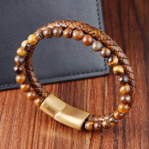 Brazalete de Acero Inoxidable Chapado en Oro PVD de 18K Au750 2025 con Ojo de Tigre para Hombre, Regalo Certificado de Lujo y a la Moda para Hombres y Niños - Product Image 3