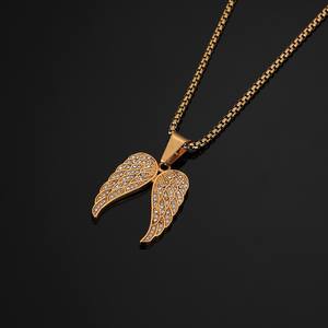 Liontin berlapis emas sayap berlian penuh perhiasan Hip-hop asli pabrik titik grosir baja Titanium liontin - Product Image 4