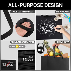 La Chine fournit votre propre logo emballage en carton noir cadeau de luxe vêtements chaussures sous-vêtements sac en papier avec poignées - Product Image 3