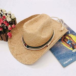Wholesale Western Cowboy <b>Hats</b> Cheap Mens Raffia Straw <b>Flat</b> Brim Cowboy <b>Hats</b> for Men - Product Image 5