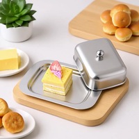 Meilleure vente transfrontalière 2026 : Beurrier en acier inoxydable avec couvercle, plateau à fromage, plateau à beurre, boîte à collation, récipient hermétique, design minimaliste