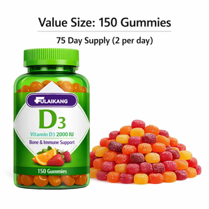 Gomitas de Vitamina D3 con Sabor a Bayas y Melocotón, Marca Gummy Vitamin, 50mcg 2000UI, para el Apoyo Óseo e Inmunológico, 150 Unidades - Product Image 5
