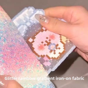Feuilles de transfert thermique en tissu pour puzzle de perles, paillettes arc-en-ciel, poudre épaisse dégradée, paillettes de cuisson, forme de fleur en EVA, pour DIY - Product Image 4
