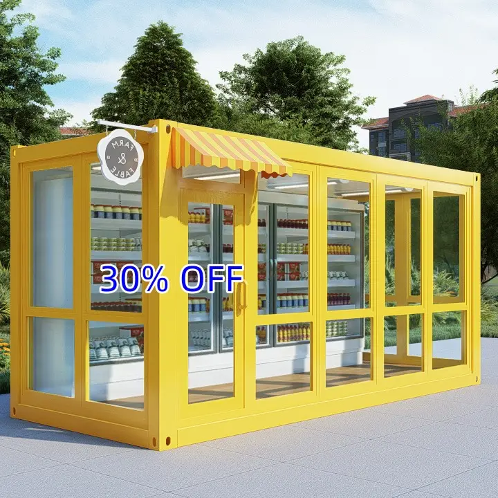 Prefab Full Face Glass Container Shop Movable Modular Houses For Sale